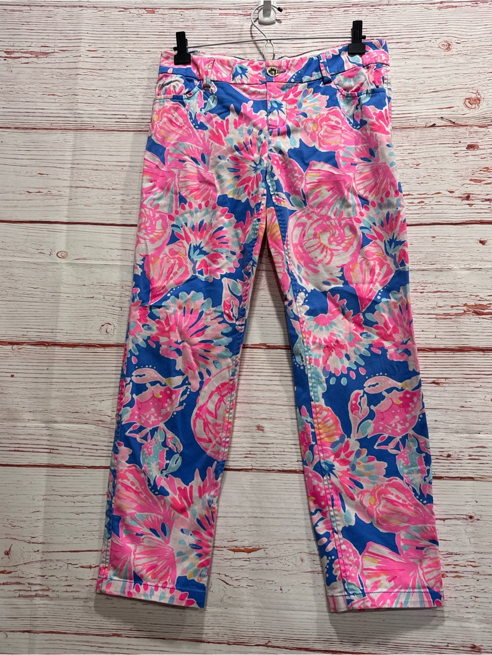 Lilly Pulitzer Sadie Stretch Crop Chino Pant in Bennet Blue Bay Dreamin Sz 0 - Picture 4 of 13